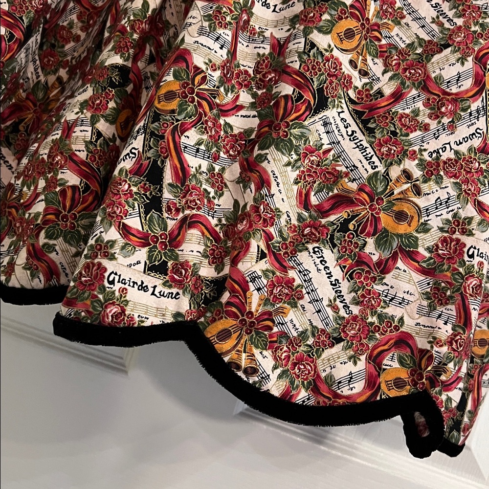 Petals San Francisco Vintage Girl’s Scalloped Hem Holiday Print Dress Size 10 - Picture 5 of 16